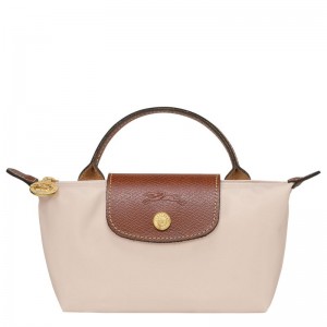 Beige Longchamp Le Pliage Original With Handle Men Pouch | Ksa-901TKZSLB