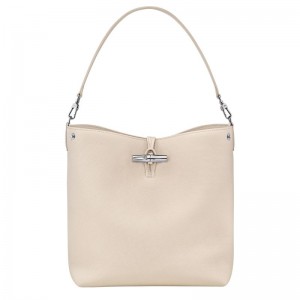 Beige Longchamp Le Roseau M Women Shoulder Bag | Ksa-357VKLSYI