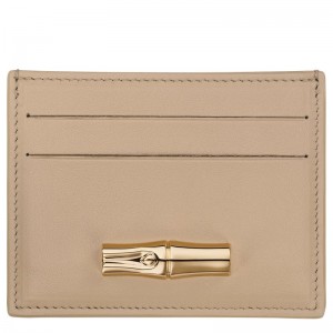 Beige Longchamp Le Roseau Women Card Holder | Ksa-394MSAJXP