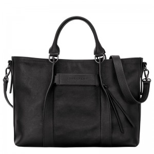 Black Longchamp 3D L Women Handbag | Ksa-152NTHAFV