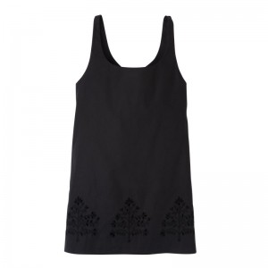 Black Longchamp Embroidered Canvas Women Dress | Ksa-357ZIPBHJ