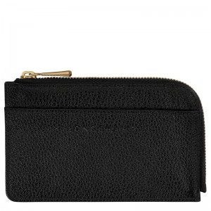 Black Longchamp Le Foulonné Men Card Holder | Ksa-968SEXWQM