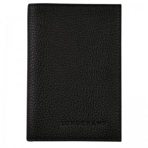 Black Longchamp Le Foulonné Women Passport Holder | Ksa-901ODYKUH