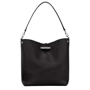 Black Longchamp Le Roseau M Women Shoulder Bag | Ksa-694PBFHEK