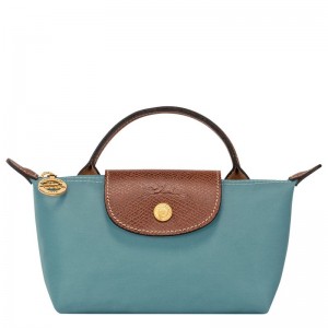 Blue Longchamp Le Pliage Original With Handle Women Pouch | Ksa-091BYEVMA