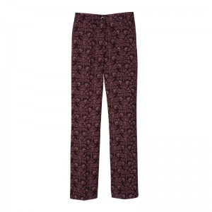 Burgundy Longchamp Printed Gabardine Women Pants | Ksa-857QZOGTR