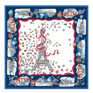 Cream Longchamp Equestrian Tower 50 Women Scarf | Ksa-659JNOCMK
