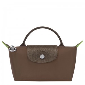 Dark Brown Longchamp Le Pliage Green With Handle Women Pouch | Ksa-213OEVPUQ
