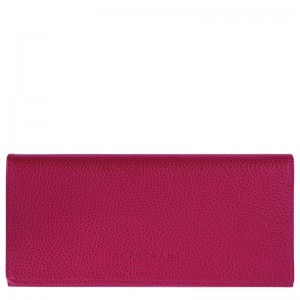 Dark Pink Longchamp Le Foulonné Continental Women Wallet | Ksa-913CKRSHF