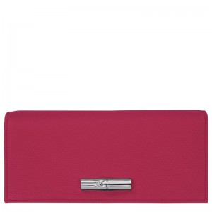 Dark Pink Longchamp Le Roseau Flap Women Wallet | Ksa-568BDXZGW