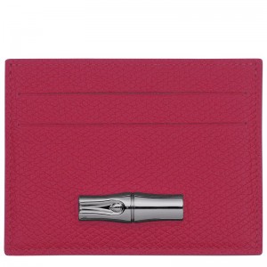 Dark Pink Longchamp Le Roseau Women Card Holder | Ksa-834MOALYT