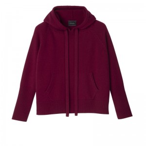 Dark Red Longchamp Hoodie Women Jumper | Ksa-256YSJTIQ