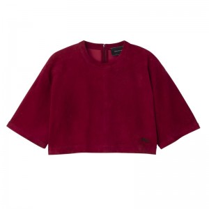Dark Red Longchamp Leather Crop Women Top | Ksa-726AROPUT