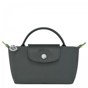 Deep Grey Longchamp Le Pliage Green With Handle Men Pouch | Ksa-265FNUMYR