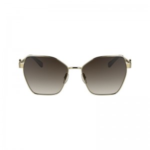 Gold / Brown Longchamp Metal Women Sunglasses | Ksa-654NMWJCT