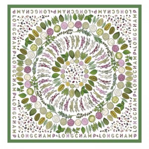 Green Longchamp Herbarium 90 Women Scarf | Ksa-561URSQKX