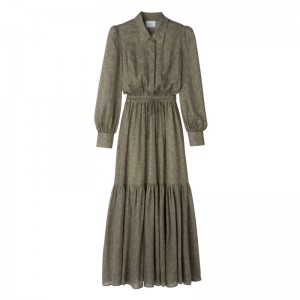 Green Longchamp Long Women Dress | Ksa-679AEBMZO