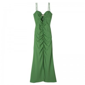 Green Longchamp Midi Women Dress | Ksa-415RCJMPG