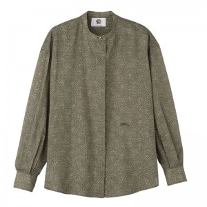 Green Longchamp Printed Veil Women Shirts | Ksa-063QOTWYF
