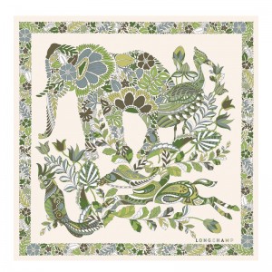 Green / Multicolor Longchamp Forêt 50 Women Scarf | Ksa-940UBTOFV