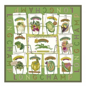 Green / Multicolor Longchamp In The Vegetable Garden 70 Women Scarf | Ksa-369MPVQIK