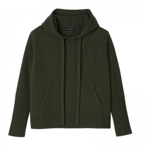 Khaki Longchamp Hoodie Women Jumper | Ksa-026NDHBAV