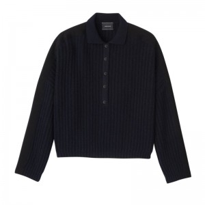 Navy Longchamp Polo Collar Women Jumper | Ksa-961IVWJKE