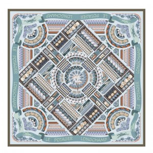 Navy Longchamp Vegetable Garden 90 Women Scarf | Ksa-635GHUWFE