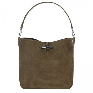 Olive Longchamp Le Roseau M Women Hobo Bag | Ksa-396DYIVOW