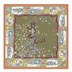 Olive / Multicolor Longchamp Equestrian Tower 50 Women Scarf | Ksa-583DWUEJP
