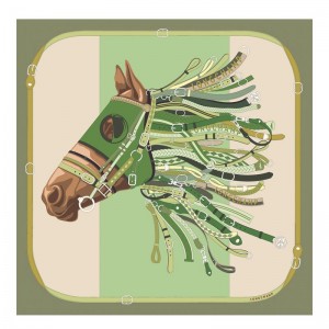 Olive / Multicolor Longchamp Tête De Cheval 90 Women Scarf | Ksa-726XRAJVB