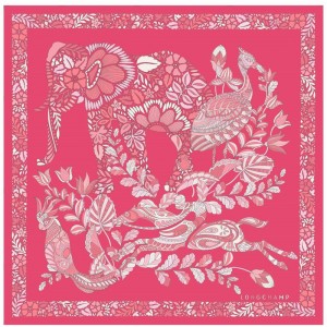 Pink Longchamp Forêt 50 Women Scarf | Ksa-021ZAQTCK