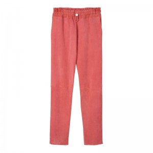Pink Longchamp Leather Straight Women Pants | Ksa-139QPKFOT
