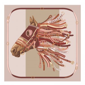 Pink / Multicolor Longchamp Tête De Cheval 90 Women Scarf | Ksa-460XHZNLY