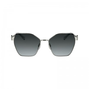 Silver / Grey Longchamp Metal Women Sunglasses | Ksa-749QTGVAZ