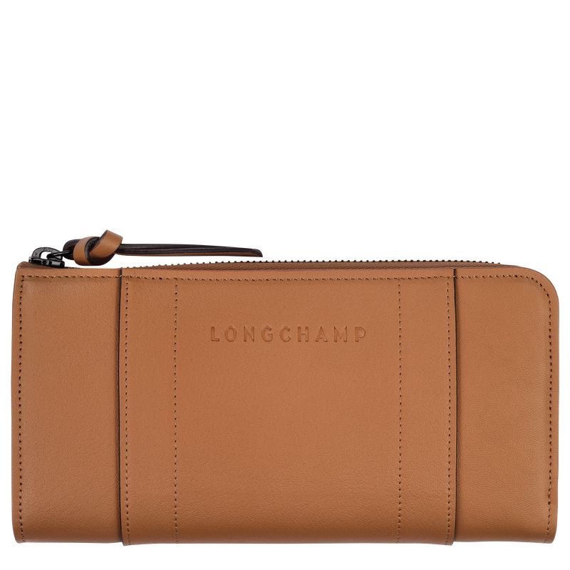 Beige Longchamp 3D Zip Around Men Wallet | Ksa-651JOZXAQ