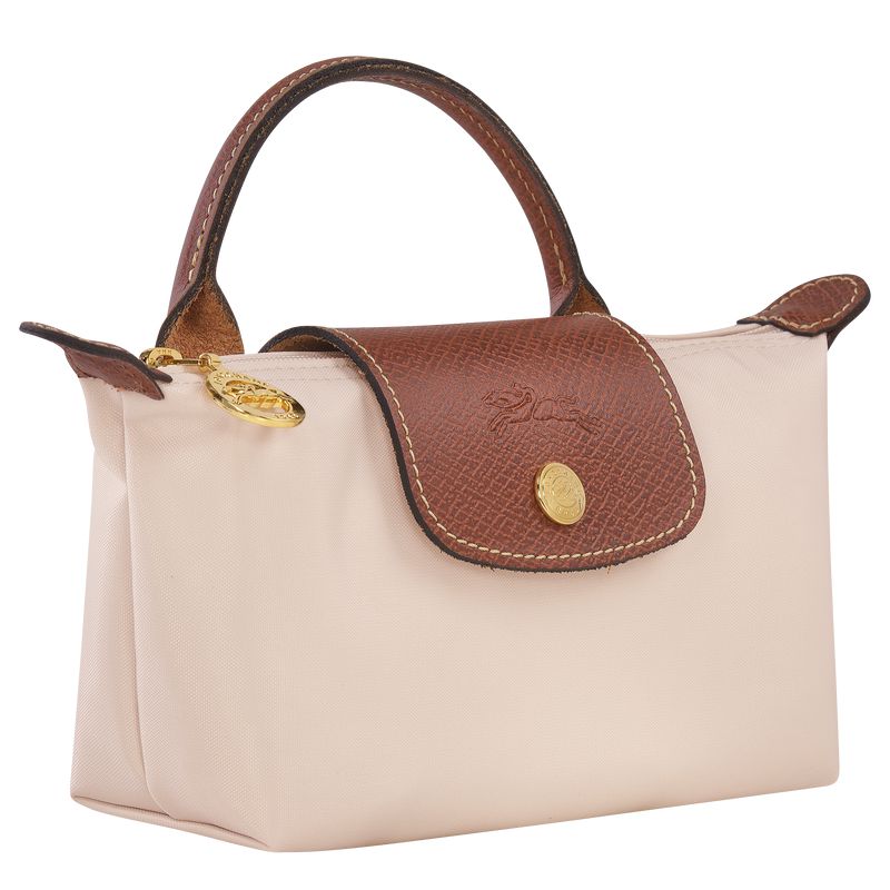 Beige Longchamp Le Pliage Original With Handle Men Pouch | Ksa-901TKZSLB