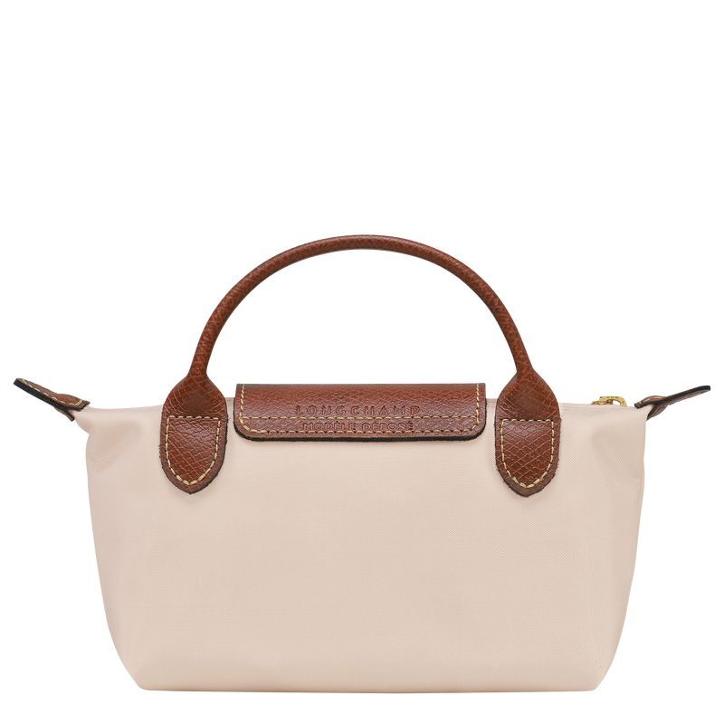 Beige Longchamp Le Pliage Original With Handle Men Pouch | Ksa-901TKZSLB