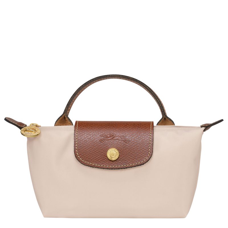 Beige Longchamp Le Pliage Original With Handle Men Pouch | Ksa-901TKZSLB