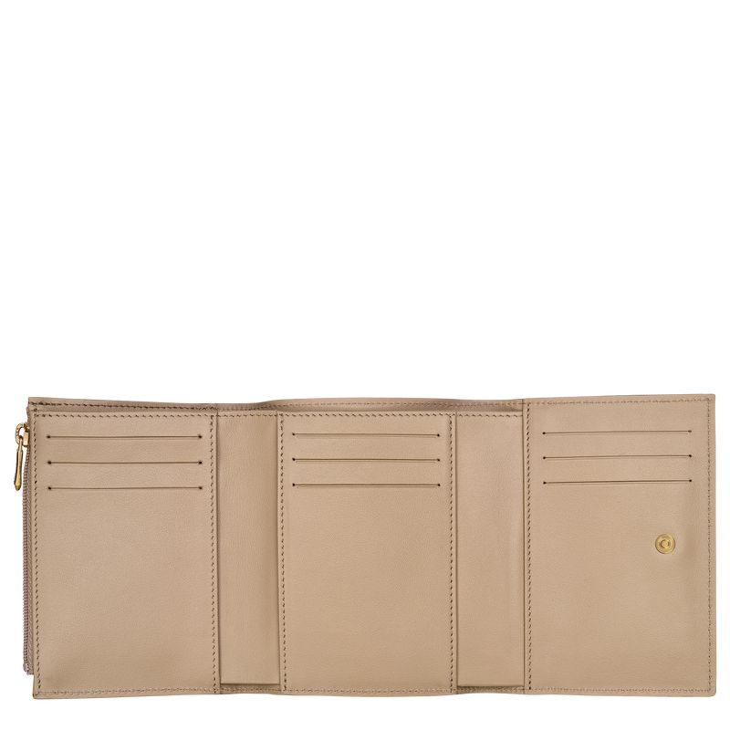 Beige Longchamp Le Roseau Compact Women Wallet | Ksa-164UYKARL