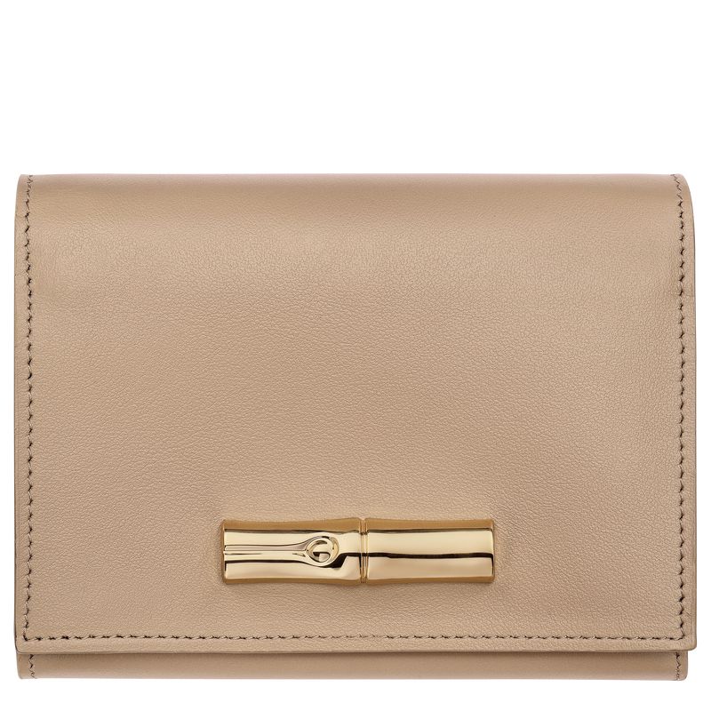 Beige Longchamp Le Roseau Compact Women Wallet | Ksa-164UYKARL