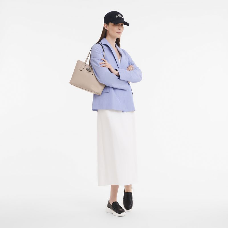 Beige Longchamp Le Roseau Essential M Women Tote Bag | Ksa-319AENTDK