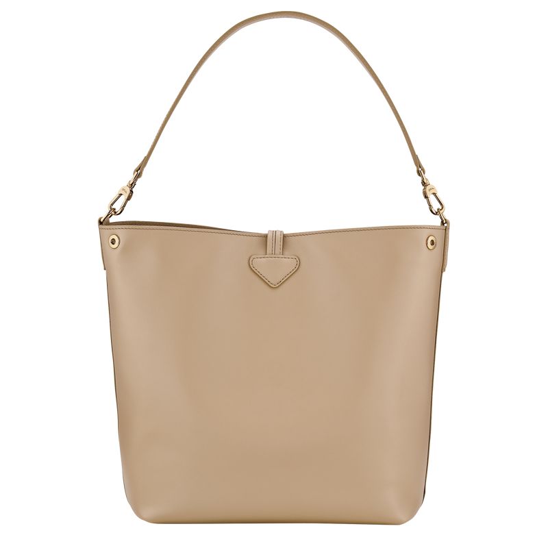 Beige Longchamp Le Roseau M Women Hobo Bag | Ksa-950CBZEHA