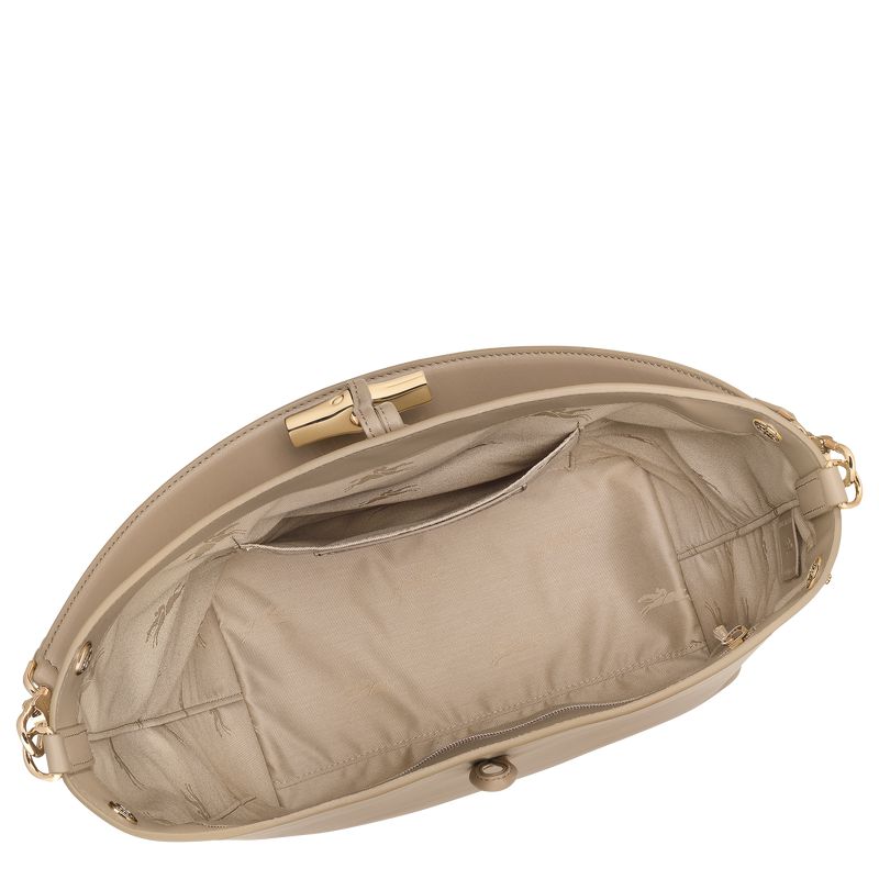 Beige Longchamp Le Roseau M Women Hobo Bag | Ksa-950CBZEHA