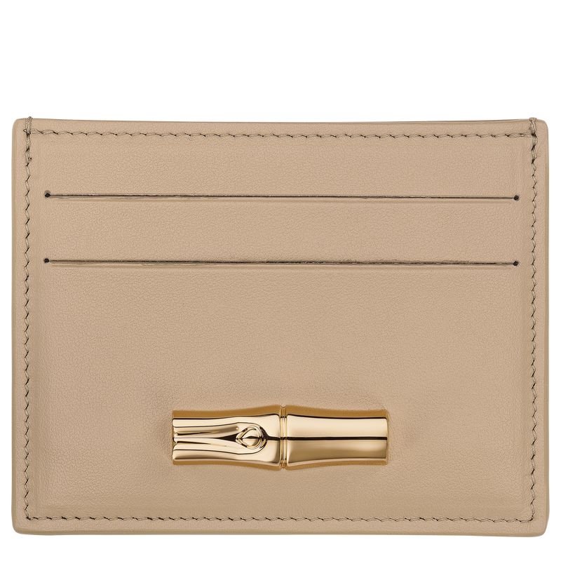Beige Longchamp Le Roseau Women Card Holder | Ksa-394MSAJXP