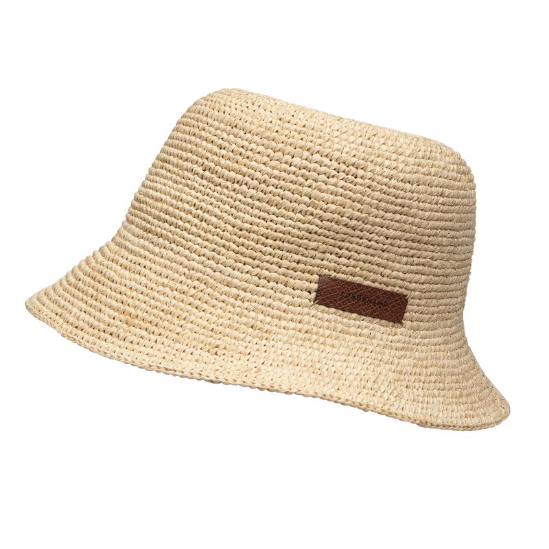 Beige Longchamp Raffia Women Bucket Hat | Ksa-189ZOBUYK