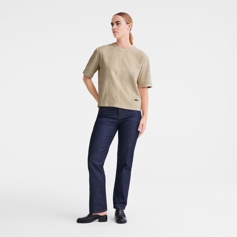 Beige Longchamp Short Leather Women Top | Ksa-189PBWXTJ