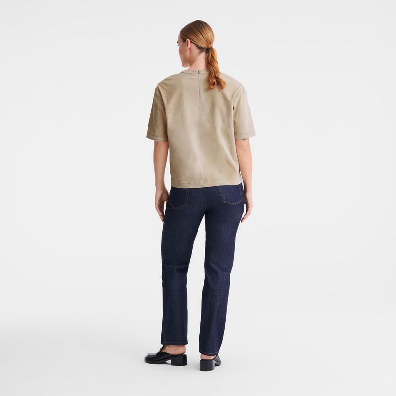 Beige Longchamp Short Leather Women Top | Ksa-189PBWXTJ