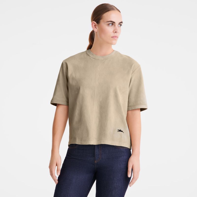 Beige Longchamp Short Leather Women Top | Ksa-189PBWXTJ