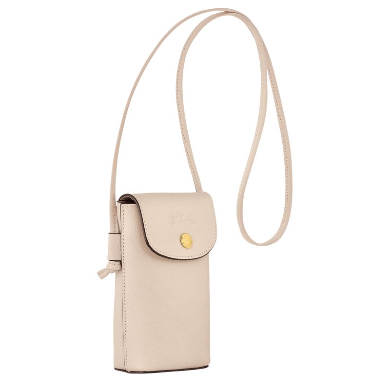 Beige Longchamp Épure With Leather Lace Women Phone Case | Ksa-875BCKSJM